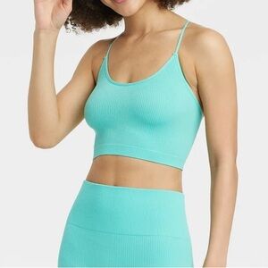 Colsie Aqua Ribbed Sports Bra
